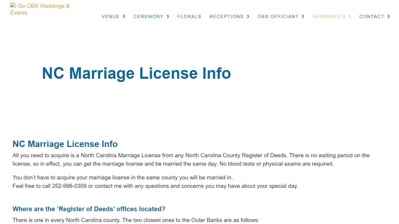 NC Marriage License Info I Do OBX Weddings & Events idoobx.com
